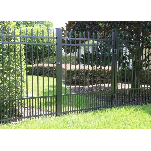 Black 2.4m Wrought Iron Fence Panel Steel Metal Picket Ornamental