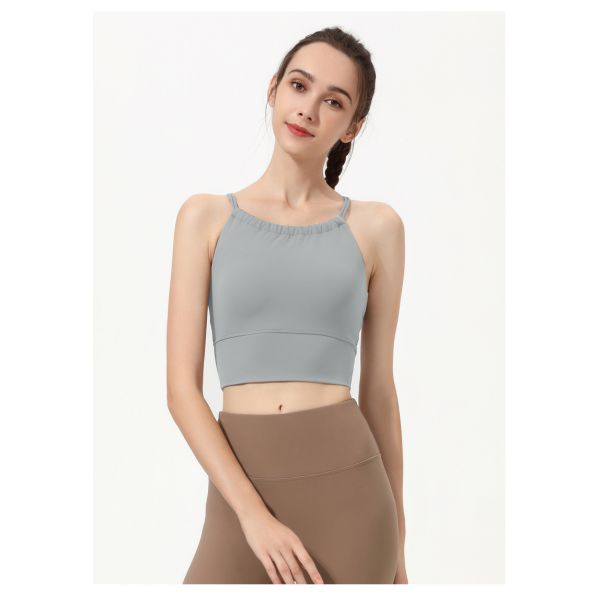 Crop Top Women's Teal Halter Neck Sports Bra High Support Moisture Wicking
