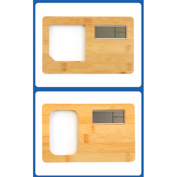 Modern Wooden Alarm Clock & Photo Frame with Digital Display for Room Temperature & Humidity for Desktop Decoration