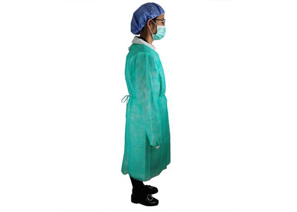 Vestido não tecido cirúrgico descartável verde do isolamento de 16g 25g