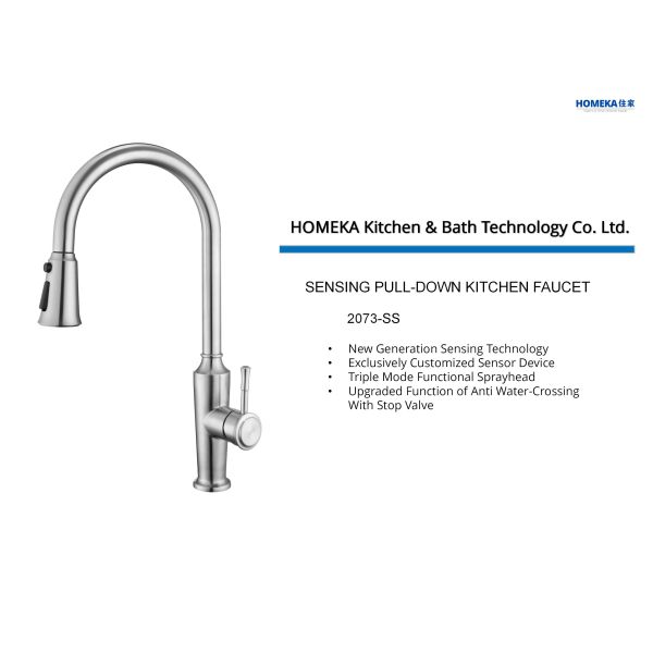 Гусиная шея кран кухни Touchless высокого свода умный вытягивает вниз кран кухни