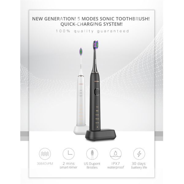 IPX7 Brosse à dents sonique 4 heures de charge Brosse à dents électrique portable durable SN903
