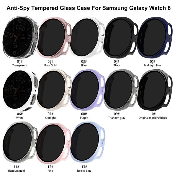 Eraysun Manufacturer  Watch Case Anti Spy Tempered Glass Case for Samsung Galaxy Watch 8   Classic  Watch Cases