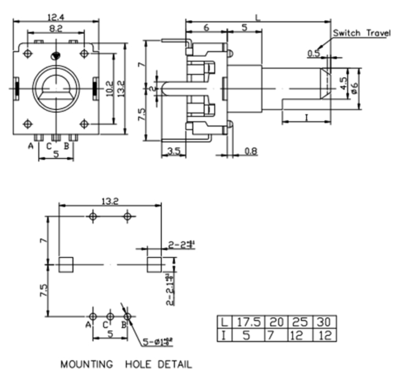 Interruptor del codificador, pulso del pulso 12 del botón 24 que cifra el codificador rotatorio de 360 °, interruptor ampliado del codificador, interruptor rotatorio cifrado