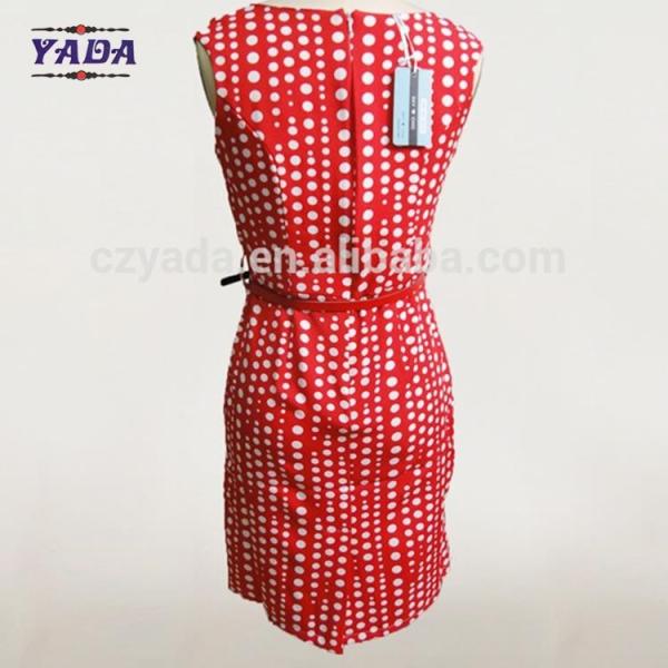 Ladies fashion print elegant tight waist dress women lady with handmade flower
