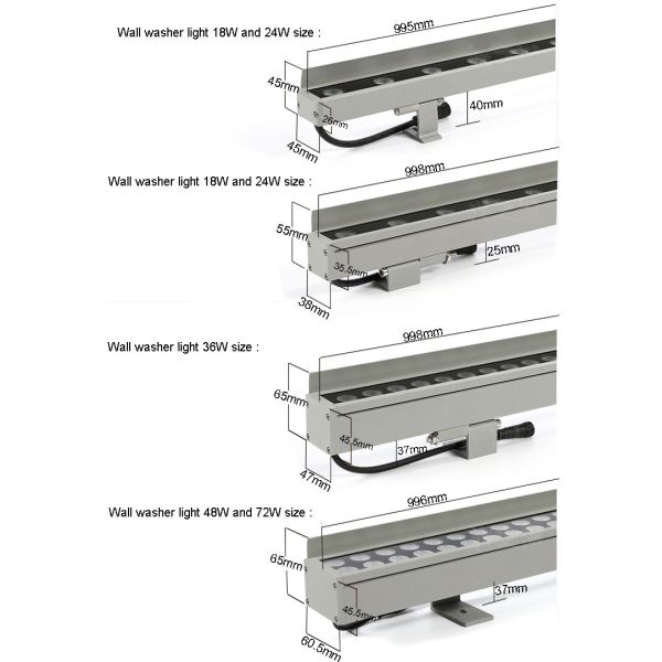 24V LED wall washer lamp outdoor waterproof linear light floor spot lights external wall with glare-shield