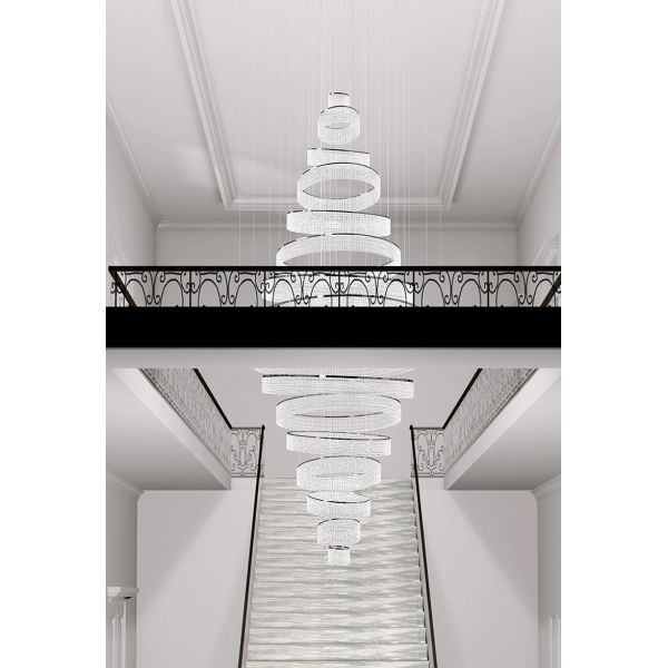 Modern Staircase Chandeliers For Living Room Lobby Club Luxury Ring Lights(WH-NC-90)