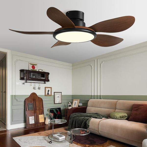 Ventilateur de plafond LED rétro de 52 pouces avec lumière de nuit