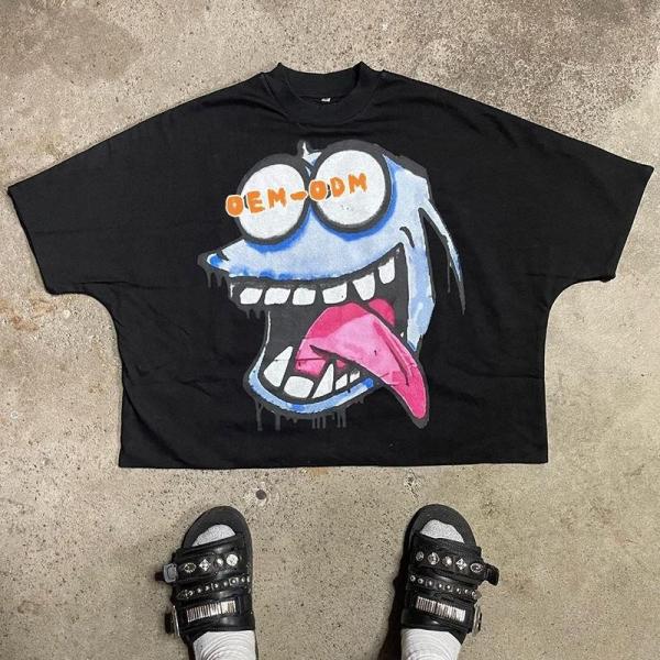 Customizado 100-400 gsm 100% de algodão Drop Shoulder Vintage Cortado Boxy Fit camiseta Homens