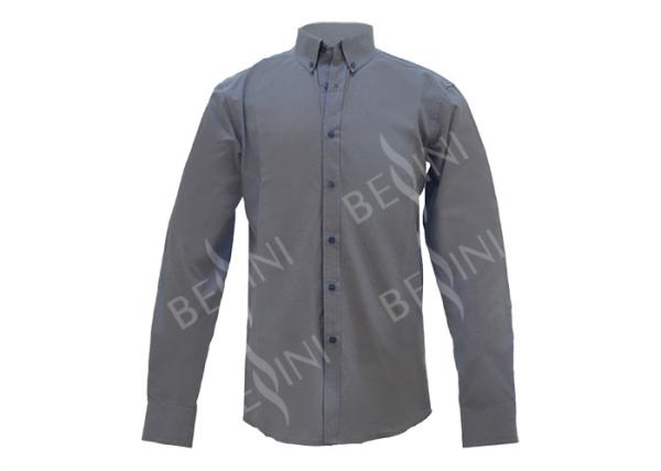 Soft Hand Feel Custom Work Apparel , Mens Long Sleeve Oxford Shirts 140gsm