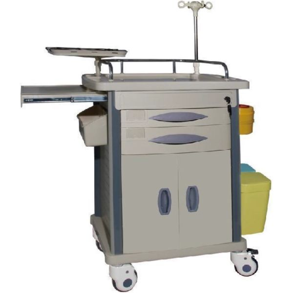 Chariot médical d'urgence de réanimation avec planche de RCP et oxygène