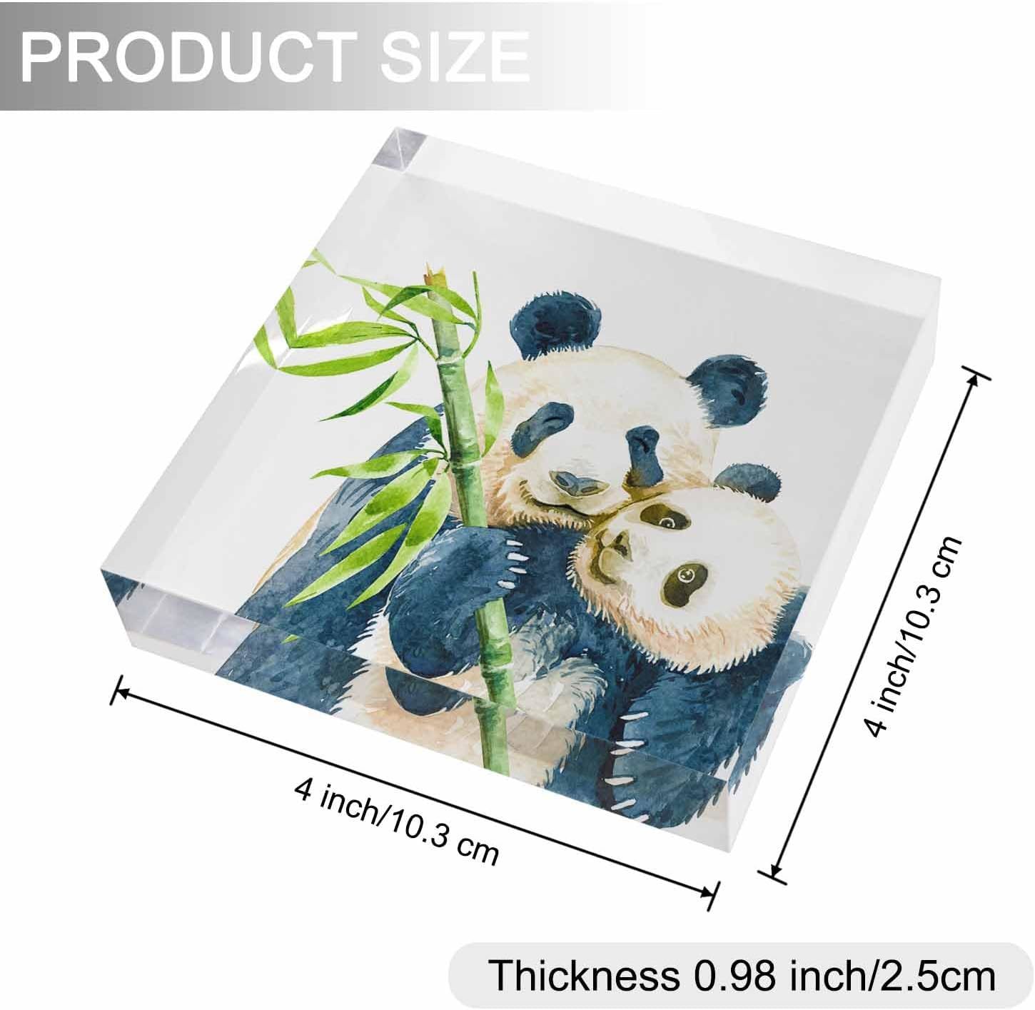 3D Printing Cute Panda Logo Solid Acrylic Display Blocks Clear For Personalized Gifts