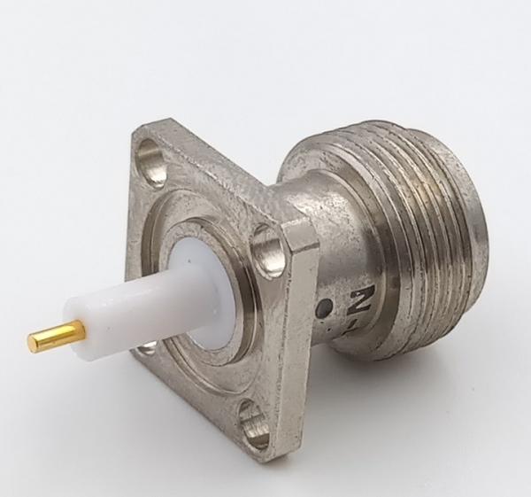 PCB Mounting N Type Rf Connector Female Flanged With 4 Holes With Micro - Stripe