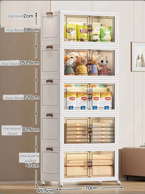 Home Transparent Clothing Folding Stackable Door Open Storage Cabinets  Storage Boxes & Bins  Storage Organizer