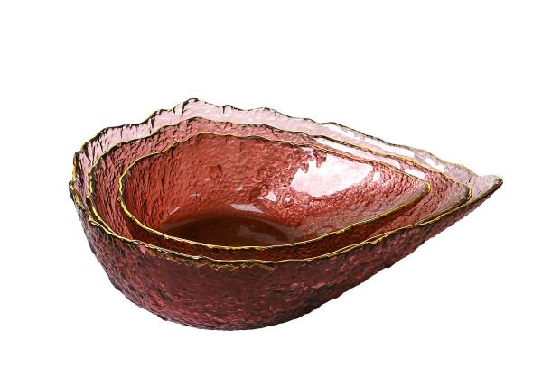 Vintage Gold Rim Drop-Shaped Dessert Salad Bowl,  Lead Free Glass Bowls by Centrifugal Casting