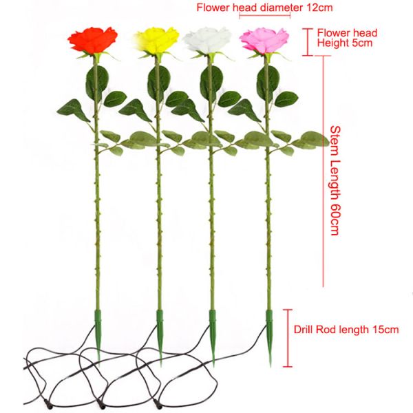 LED Silicone Rose Lights Lawn Simulation Flower Lamp Garden Courtyard Beautiful Display Bright Landscape Decorative