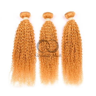 Orange Kinky Curly Remy Human Hair Bundles Sew In Weave Bundles Brazilian Bundle Deals