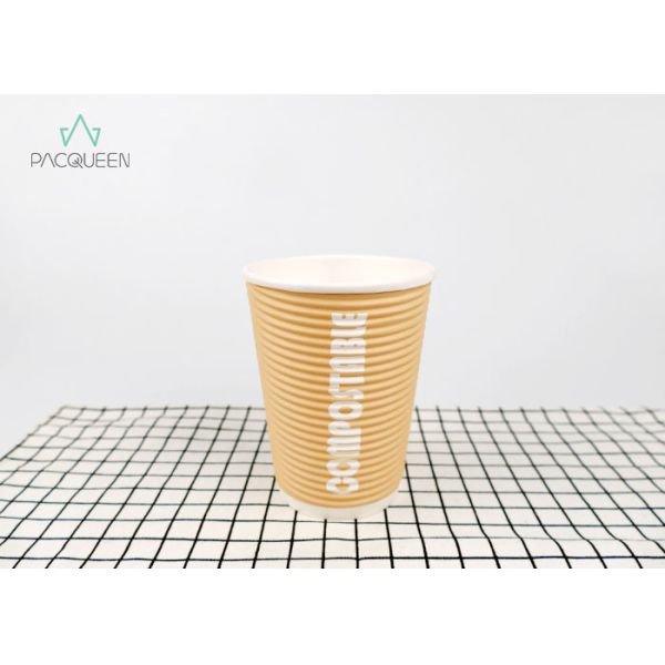 Hot Chocolate / Coffee Take Out Cup , Ripple Wall Paper Cup For Hot Drinks