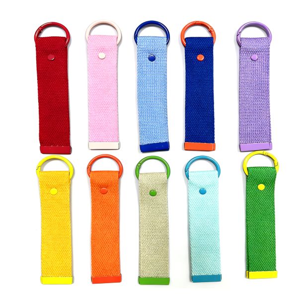 DANSKY Custom Keychain DIY Heat Transfer Label Iron on Patch Embroidery Wrist Strap Jet Tag Custom Canvas Keyring Keychain