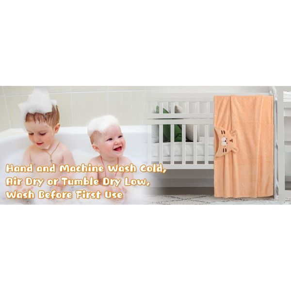 Toallas de baño para bebés con capucha de 2 paquetes - Conejo blanco y tigre naranja - 50x32 pulgadas