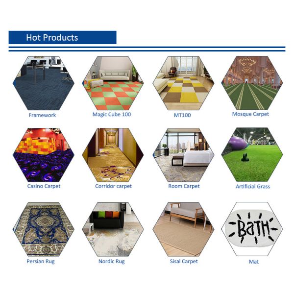 100% Solution Dyed Integrated Pattern Loop Pile Polypropylene Carpets Square Design