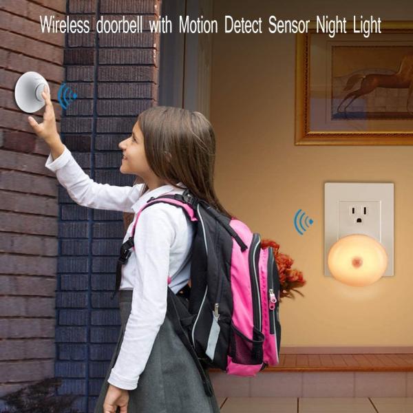 Waterproof Transmitter Normal DoorBell Chime Wireless Doorbell PIR Motion Sensor Auto Led Night Light Doorbell Night Light