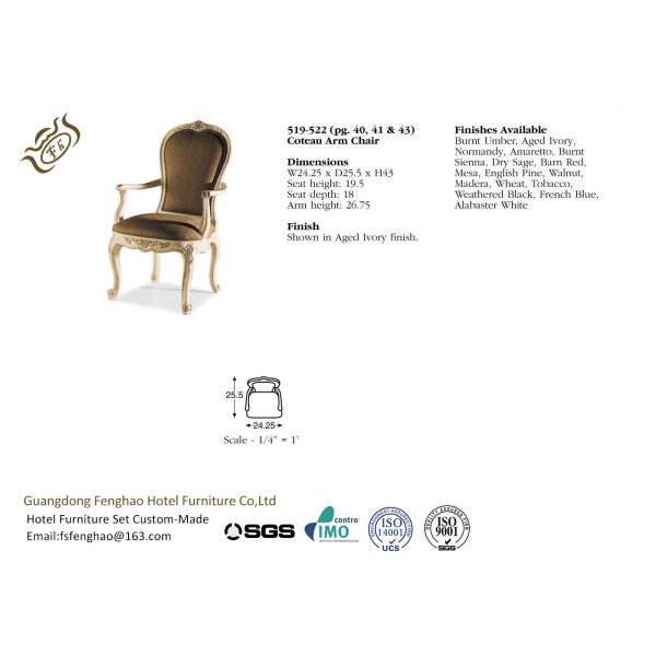 European Style Armchair Leather Hotel Dining Chairs Carved Wooden Sofa Chair