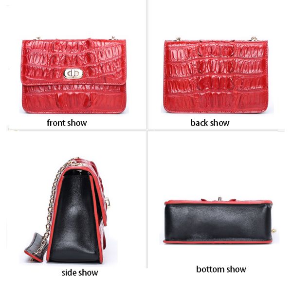 Fashion crocodile skull leather bag for women with one shoulder slung chain small square bag
