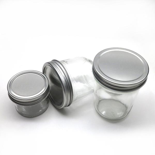 Food Storage 4oz / 8 Oz Glass Jars , Wide Mouth Straight Sided Glass Jars