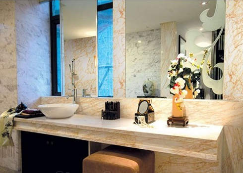 Golden Spider Marble Slab Countertop Vanity Top Goden Vein With Cabinet