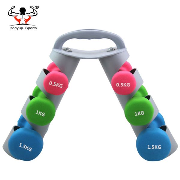 6pcs Dumbbell Set With Rack , PVC Home Gym Dumbbells Customized Size