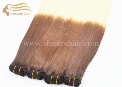 Top Quality 55 CM Straight Ombre Blonde Remy Human Hair Weft Extensions For Sale