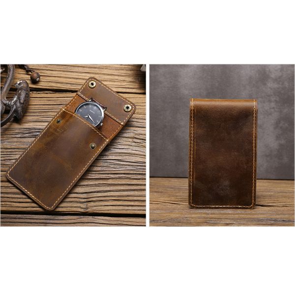 CROSS-BORDER RETRO CRAZY HORSE LEATHER WATCH BAG CONVENIENT CREATIVE LEATHER WATCH STORAGE HOLSTER