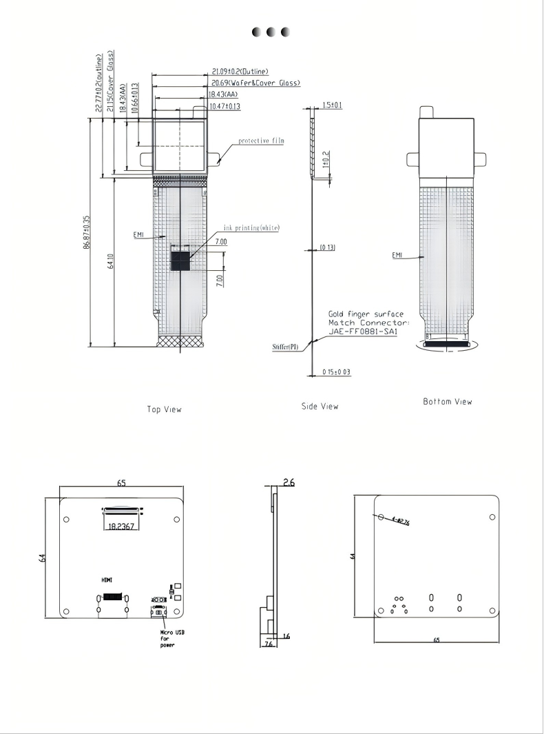 0.62 Inch 4k Micro Oled Display 1728*1368 Industrial Grade Vibration Resistant