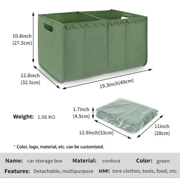 Collapsible Trunk Storage Tote Luggage Storage For Suv Two Compartments Foldable 36x4x9