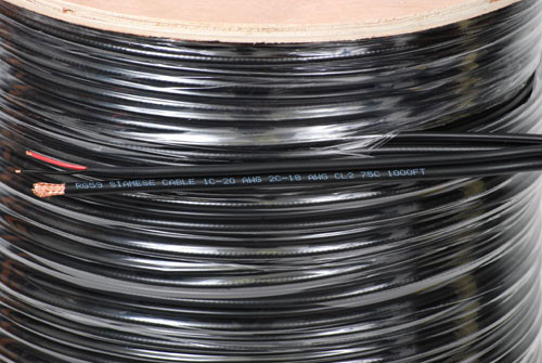 Siamese Cable UL CM RG59/U CCTV Coaxial Cable 20 AWG BC + 18 AWG CCA Power