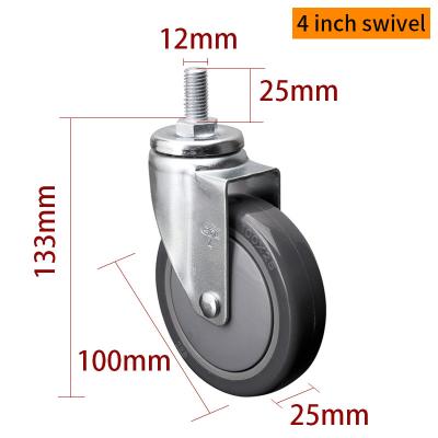 4 pouces roues de roulement métalliques légères 100 mm rouleaux pivotants 3714S-77