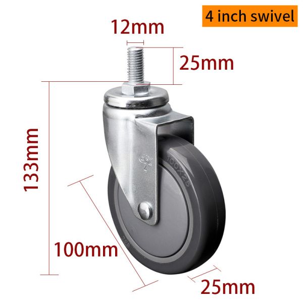 4 pulgadas de metal ruedas de rueda ligera de 100 mm ruedas giratorias 3714S-77
