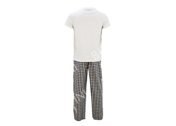 Comfortable Mens Luxury Sleepwear Jersey Shirt Short Sleeve And Woven Yarn Dyed Check Long Pants Australian Design