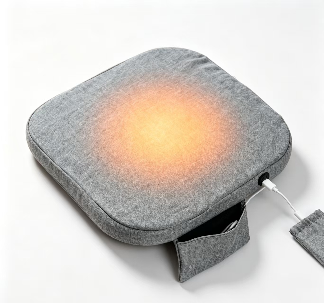 Graphene Heated Seat Cushion 45×45cm 3cm Thick Linen Cotton USB 3‑Speed Temperature Adjustment Heating Pad for Home Car Office Warm Waist Buttock Support