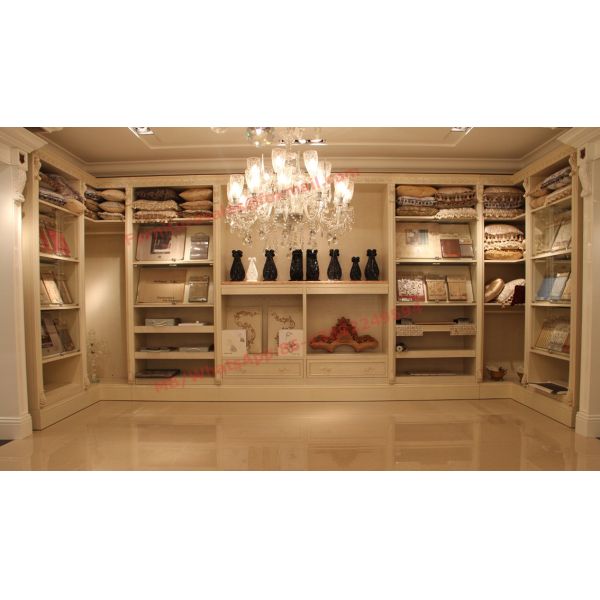 Luxcury Indoor Villa Furniture wood in-wall Wardrobe room by ivory white with mirror