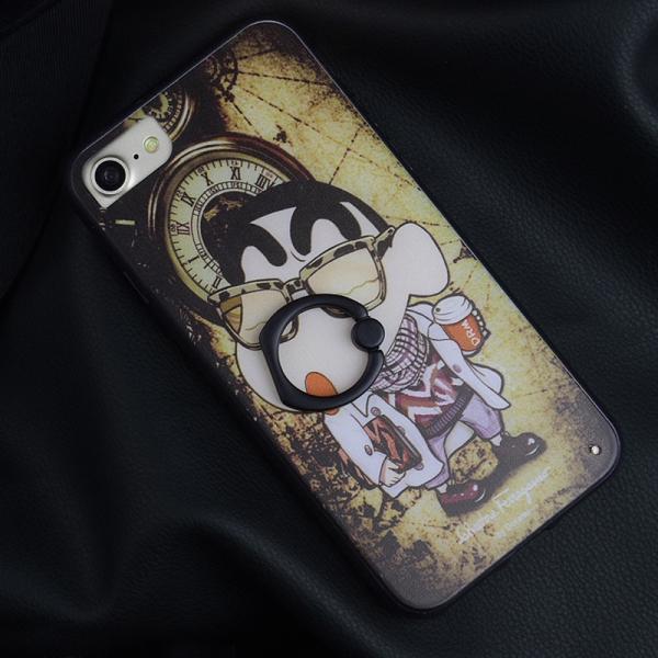 Hard PC + Silicone Side Humor Cartoon Ring Buckle Back Cover Cell Phone Case For iPhone 7 7 Plus 6 6s Plus