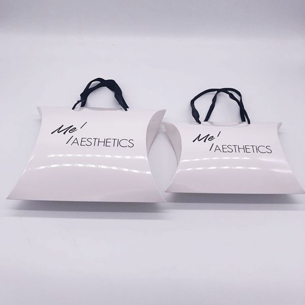 Glossy Lamination Custom Pillow Boxes For Full Lace Human Hair Wig Packaging