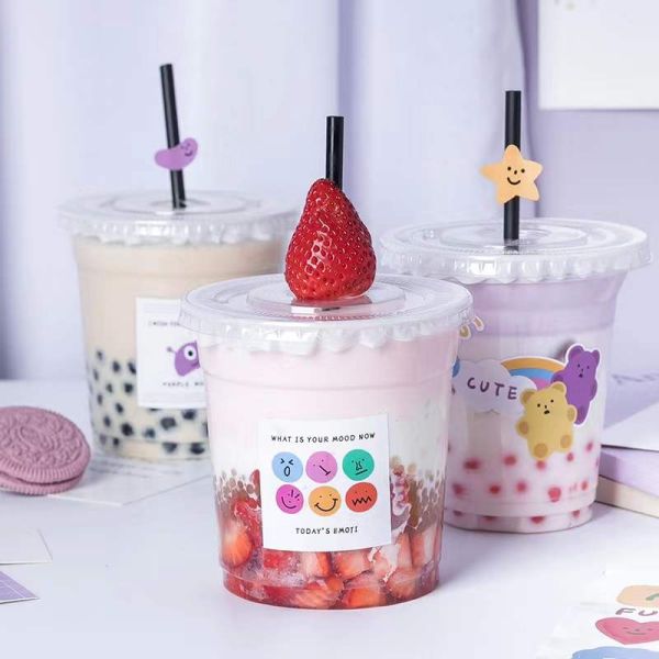 Disposable 8oz Clear Plastic Dessert Cup Ice Cream Boba Container Logo Custom