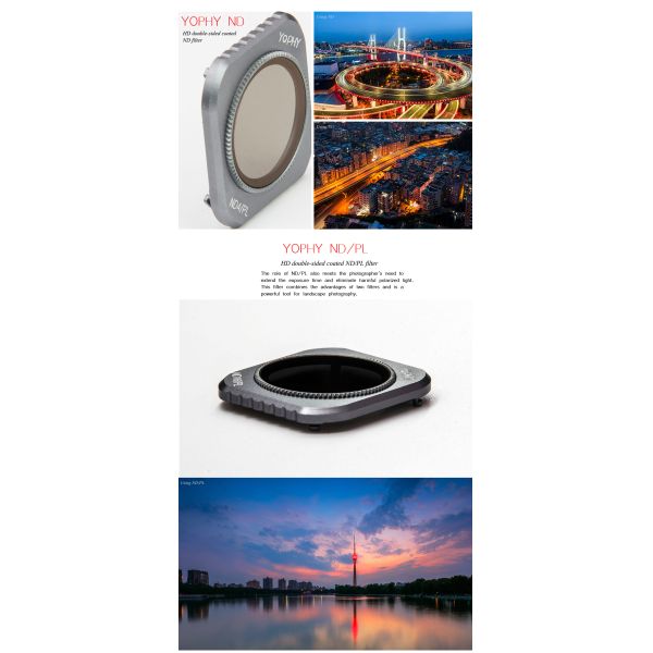 Black DJI Mavic Pro Drone Filters , Aluminum Alloy Camera Lens Filter ND/PL Filter