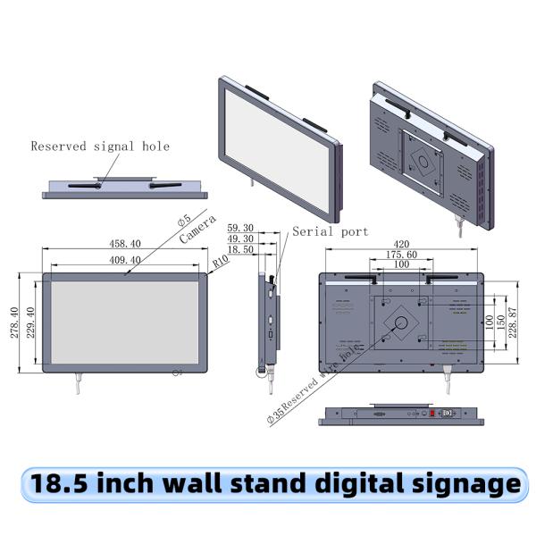 18.5 Inch Customizable Menu Board Advertising Wall Mounted Digital Signage Solution for Brand Promotion & Information Display