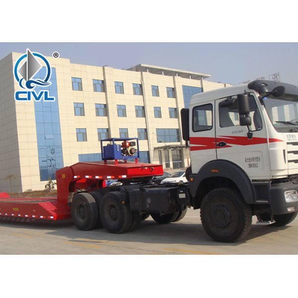 3 Line 6 Axles Fuwa Axles Low Bed 100T Semi Trailer Trucks For Equipment Transportation
