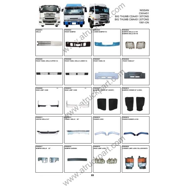 NISSAN UD CWA451 CDA451 CMA 451 Truck Spare Parts accesories body parts