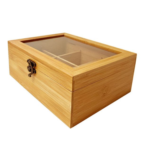 Ящик для хранения чая бамбука домочадца 24x16x9cm деревянный с крышкой