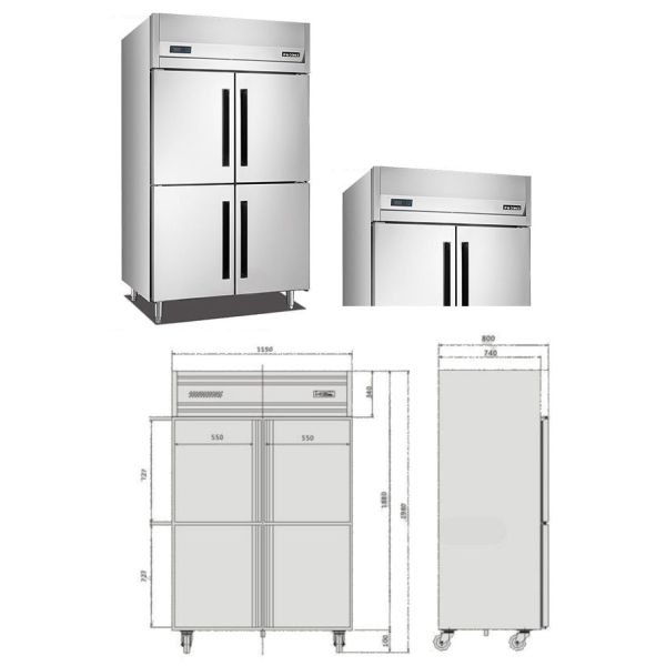 4 compresseur droit d'Ouchscreen Embraco de boulangerie de réfrigérateur commercial de porte 400x600